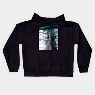 Digital collage and special processing. Hand near soft light. Soft and calm. To exist. Blue. Kids Hoodie